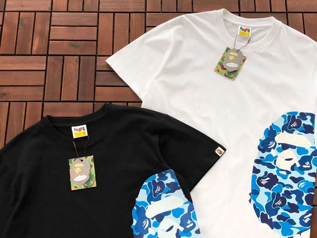 Black and white ABC camo side big ape head tees